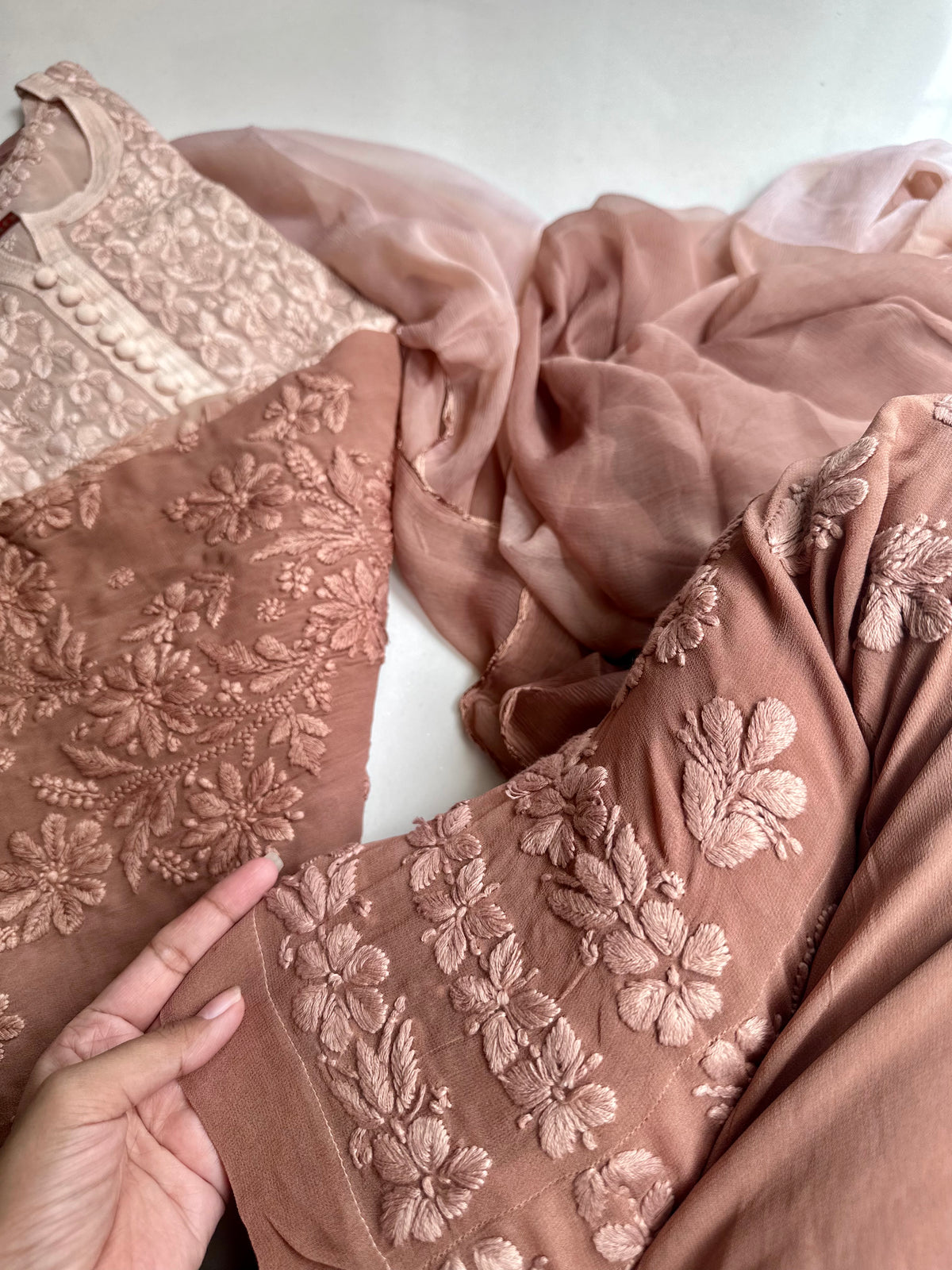 Heer Ombre Georgette 3D Handwork Chikankari Kurta
