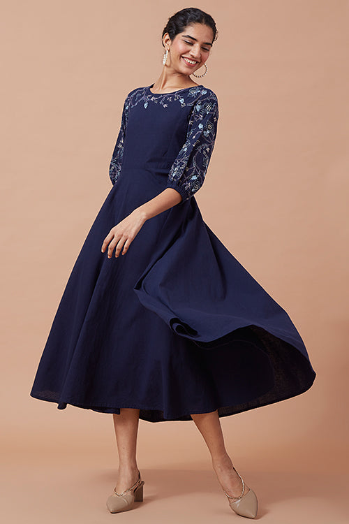 Hand-Embroidered Ikat Dress