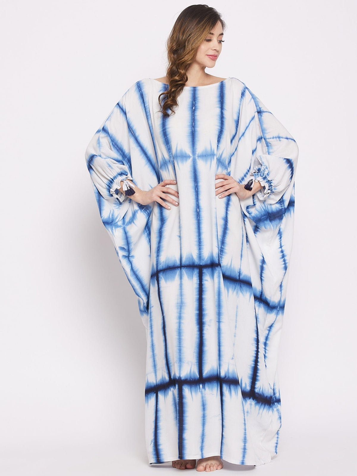 Rainbow Grid Tie-Dye Cotton Kaftan